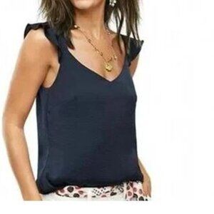 NWT - Cabi Handy Cami Classic Navy Sleeveless / Ruffle Straps